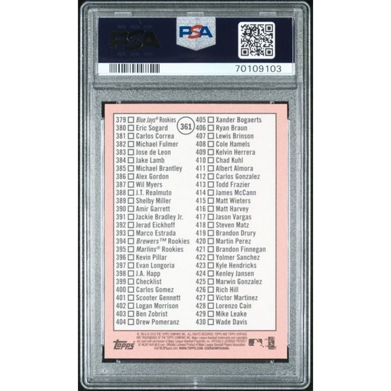 Aaron Judge 2018 Topps Heritage 1st Series Checklist #361 PSA 10