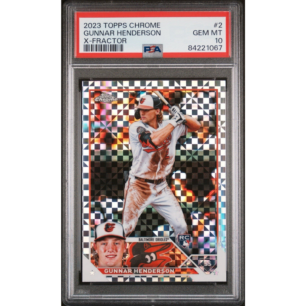 Gunnar Henderson 2023 Topps Chrome Rookie Card RC #2 SP X-Fractor PSA 10 Orioles