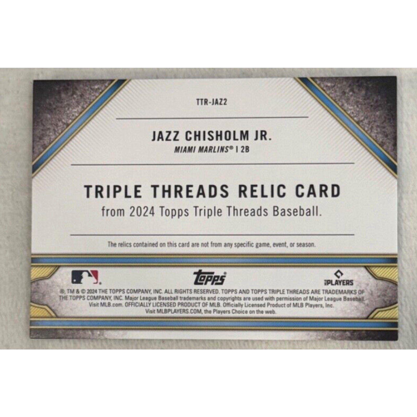 2024 Topps Triple Threads Jazz Chisholm Jr. Bahamas Relic Card /9 #TTR-JAZ2