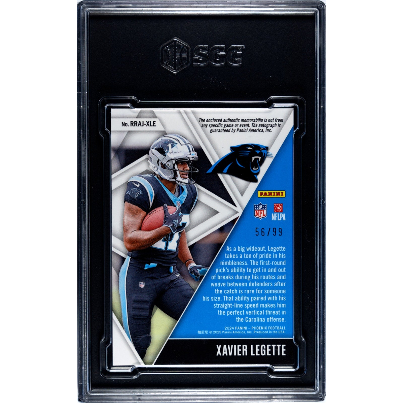 Xavier Legette 2024 Panini Phoenix #RRAJ-XLE Rising RC Auto Jersey /99 SGC 10/9