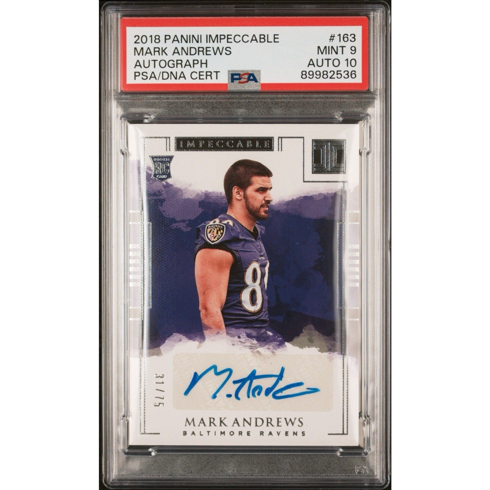 Mark Andrews 2018 Panini Impeccable Rookie Autographs /75 AU RC