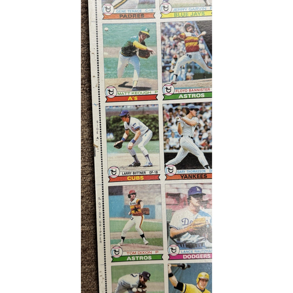 1979 Topps Baseball Card Full Sheet Uncut 144 Cards Roll Vintage Ozzie Smith RC
