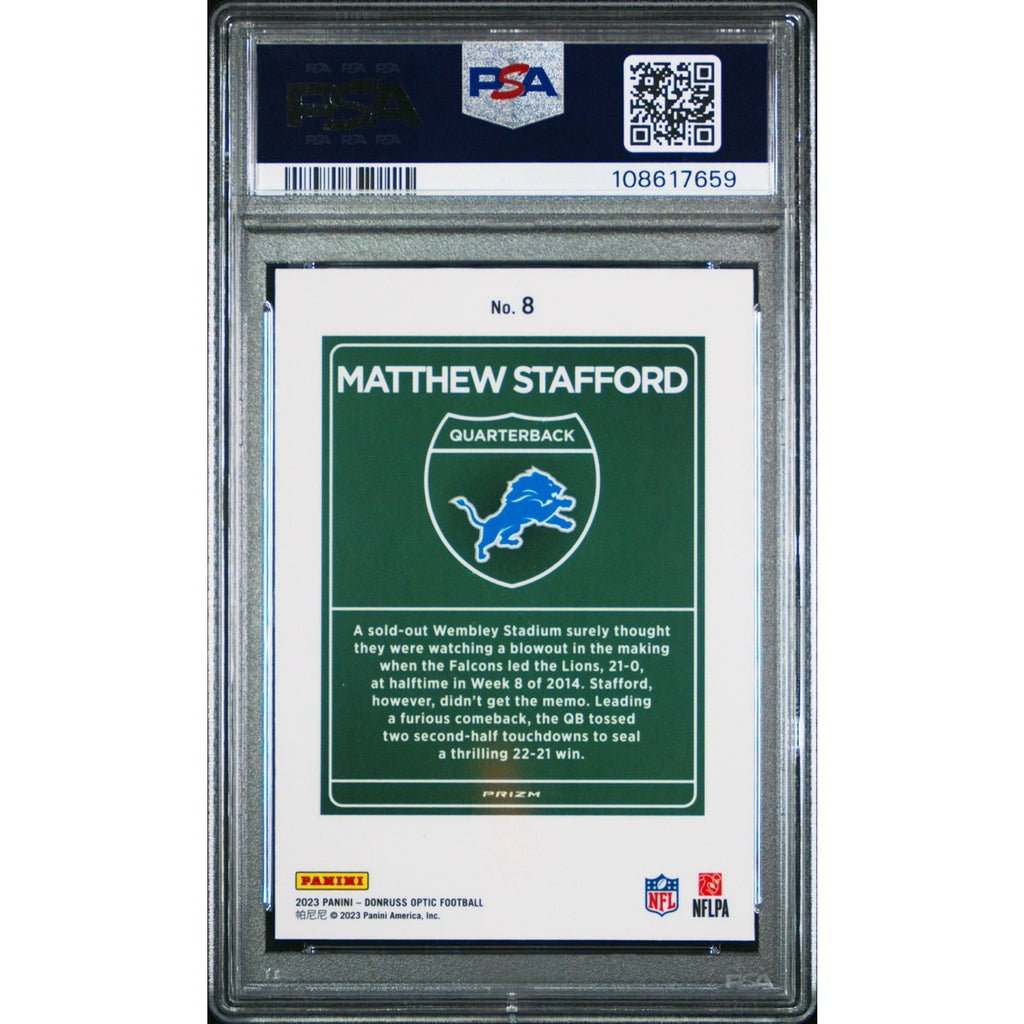 2023 Donruss Optic Matthew Stafford International Downtown #8 PSA 10