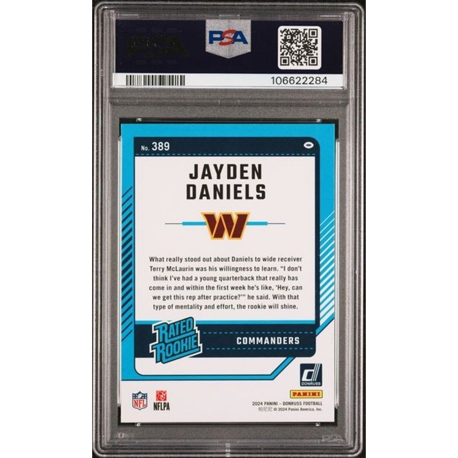 Jayden Daniels 2024 Donruss Rated Rookie #389 PSA 10