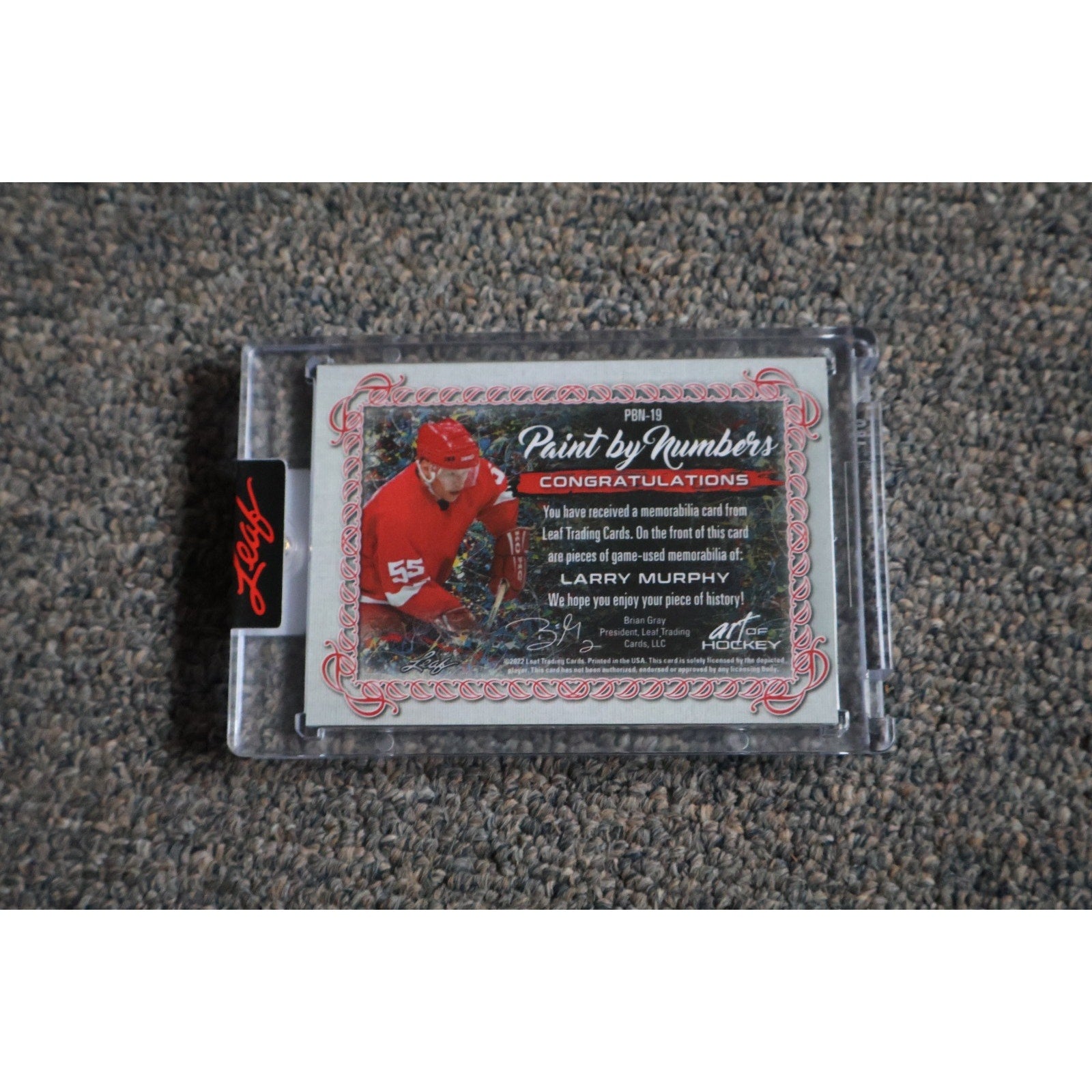 2022-23 Leaf Art of Hockey Paint By Numbers Relic Larry Murphy Patch /45 #PBN-19