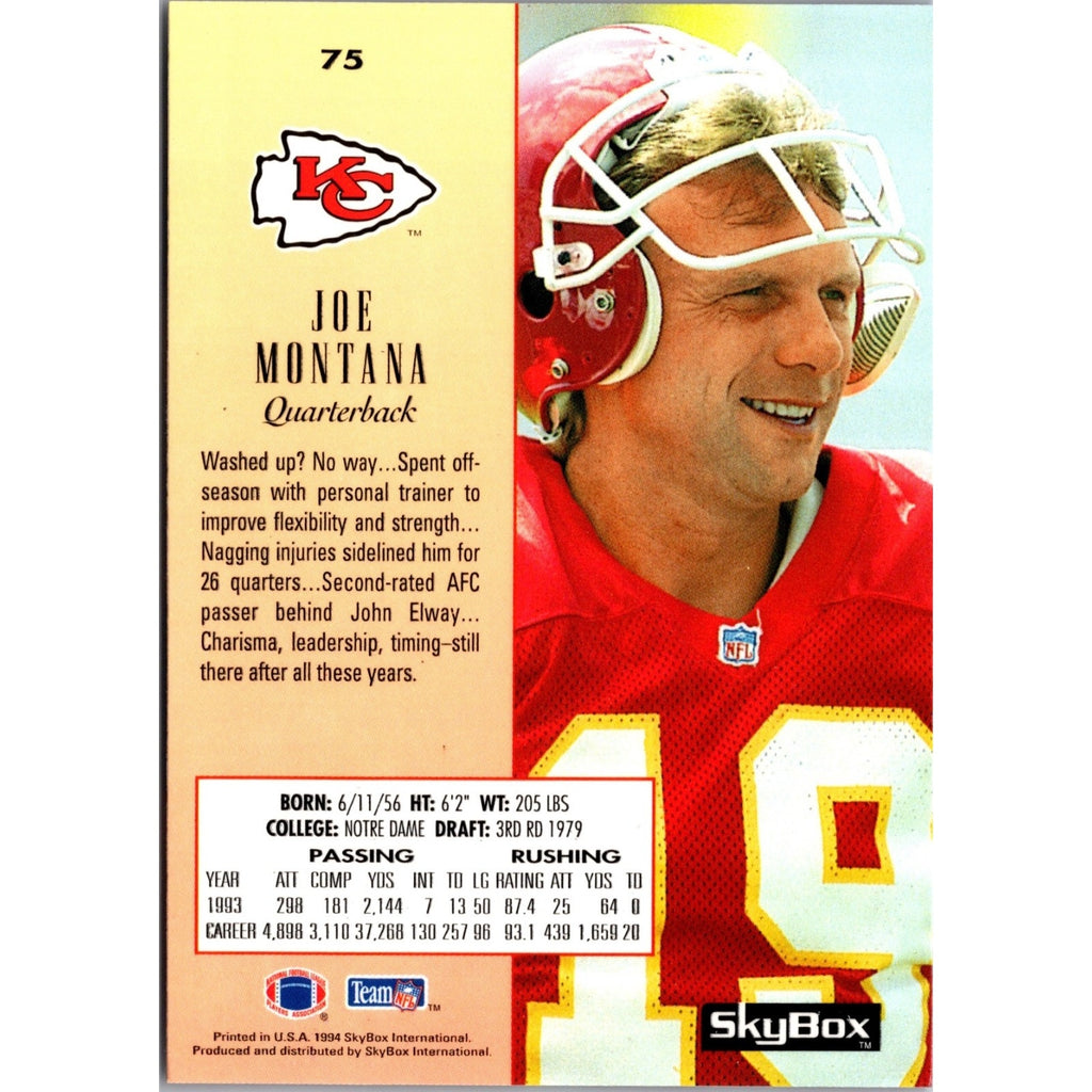 Joe Montana 1994 SkyBox Premium Kansas City Chiefs #75
