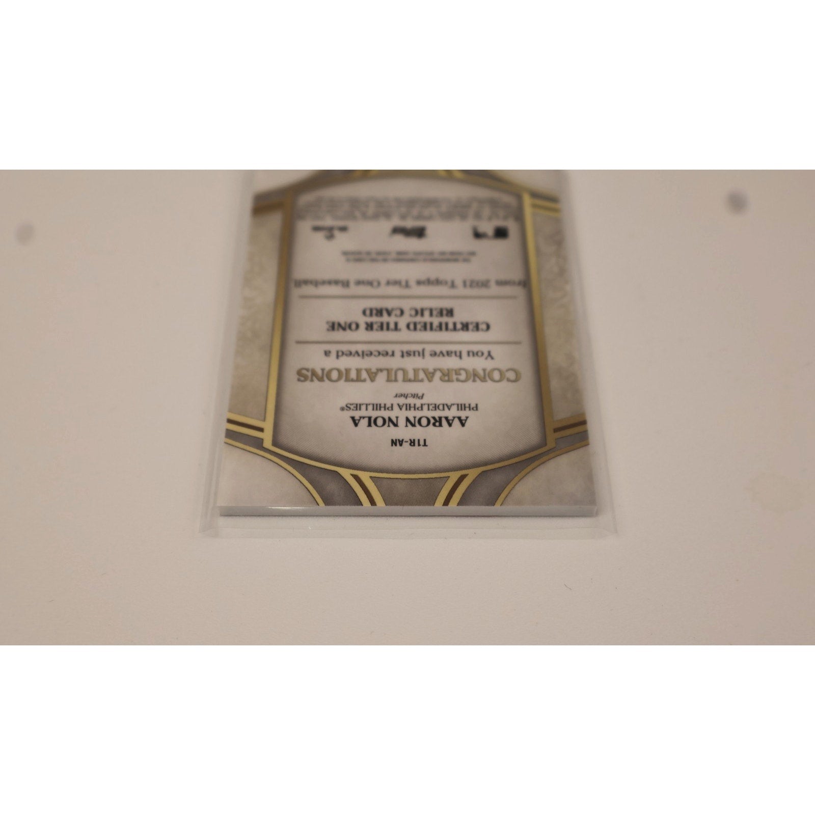 Aaron Nola 2021 Topps Tier One Certified Game Used Memorabilia Card #T1R-AN /399