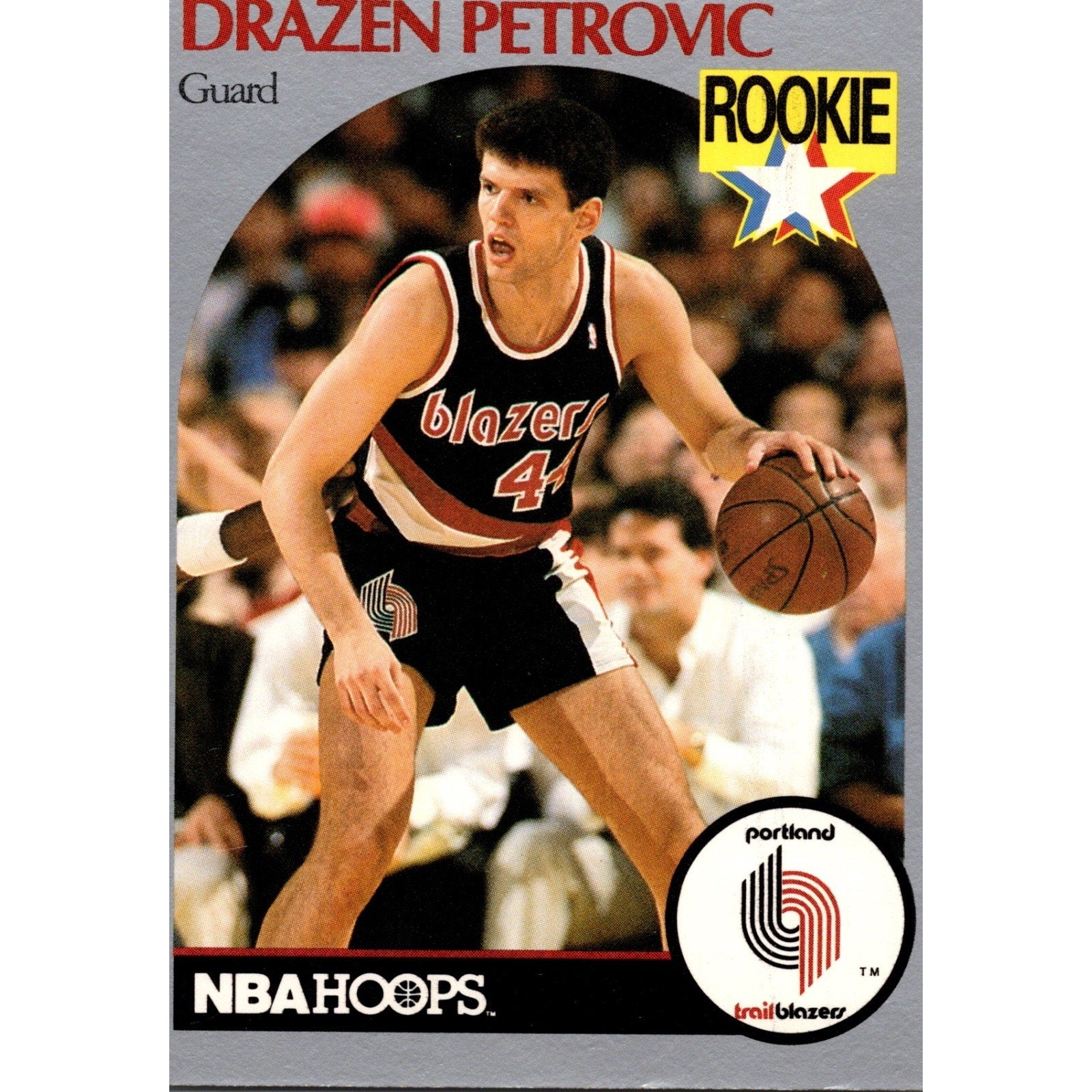 Drazen Petrovic RC 1990 NBA Hoops Rookie Basketball Card HOF NM
