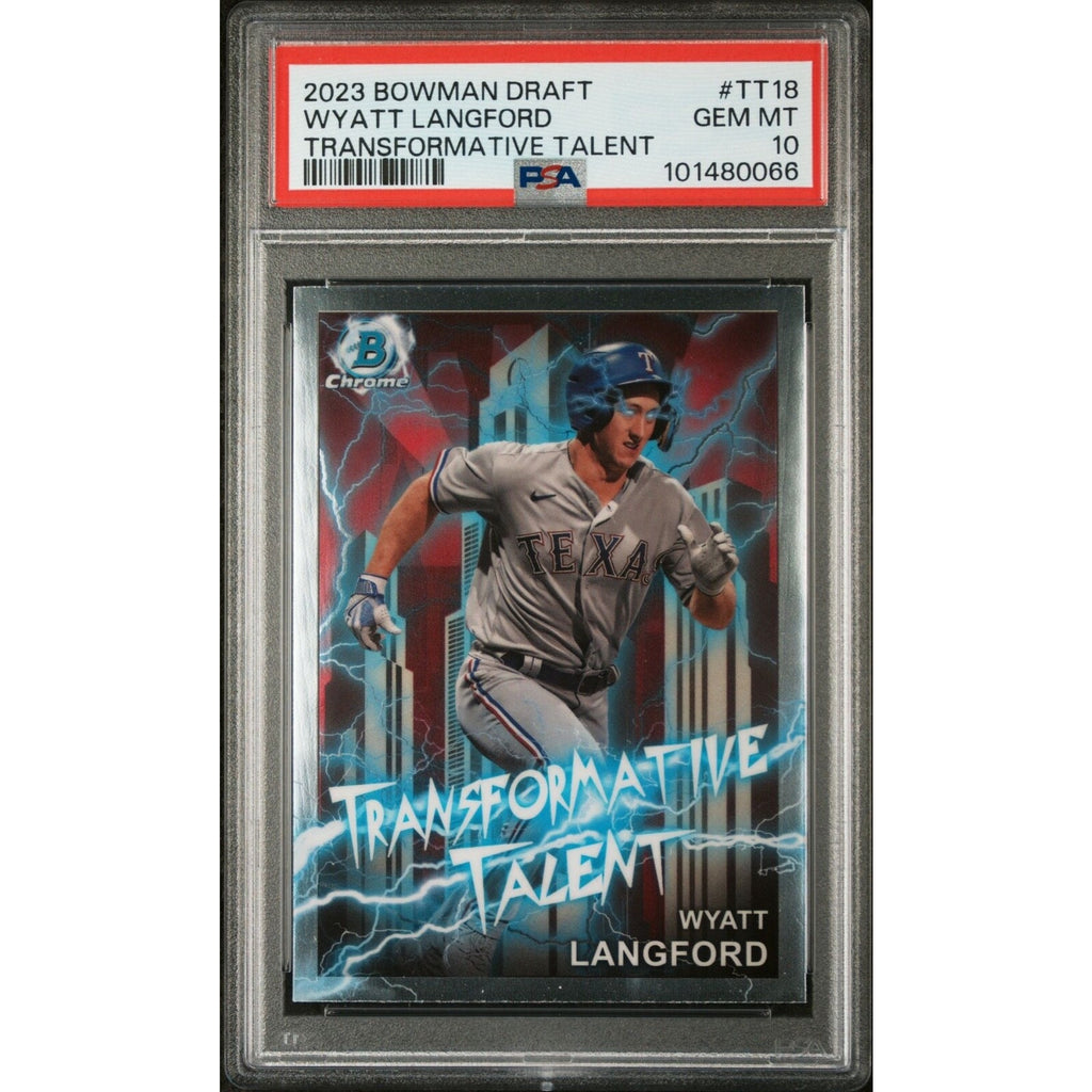 2023 BOWMAN DRAFT WYATT LANGFORD TRANSFORMATIVE TALENT #TT18 Rangers PSA 10 RC