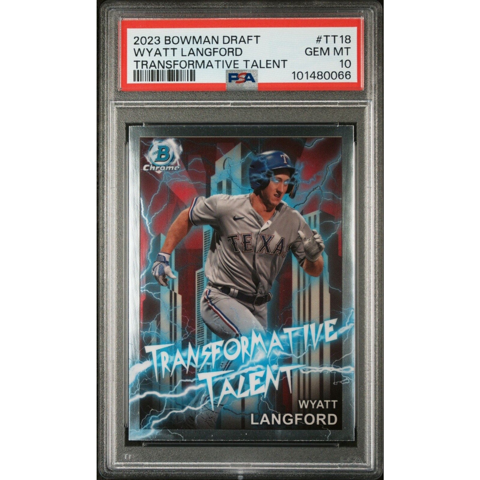 2023 BOWMAN DRAFT WYATT LANGFORD TRANSFORMATIVE TALENT #TT18 Rangers PSA 10 RC