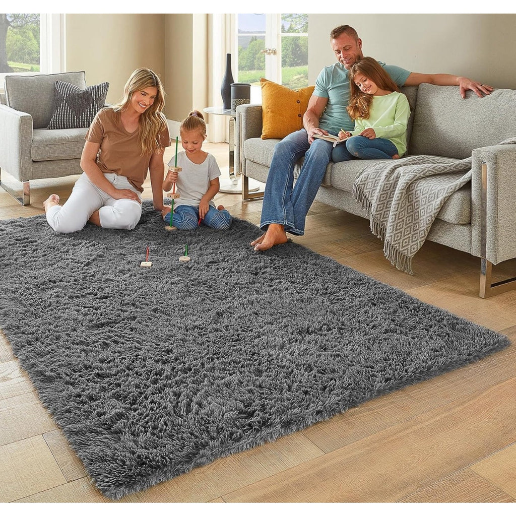 Ophanie Area Rugs for Bedroom Living Room Grey Fluffy Fuzzy Shag 4X6 Indoor