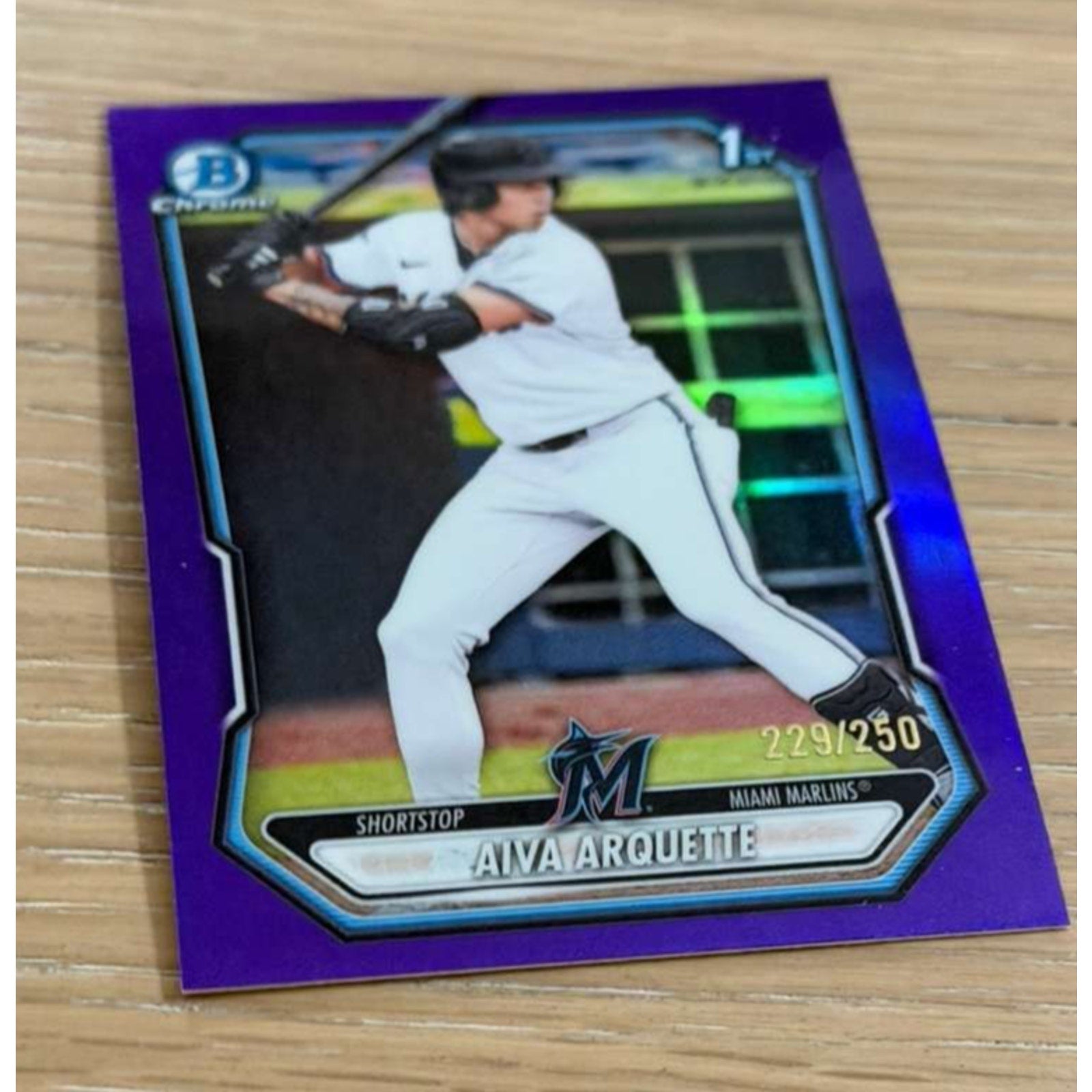 2026 Bowman Chrome Aiva Arquette 1st Purple Refractor /250 Draft Rookie Marlins