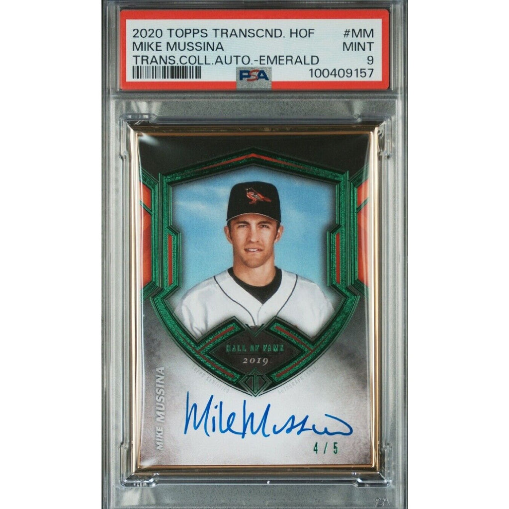 2020 TOPPS TRANSCENDENT HALL OF FAME Mike Mussina Auto Emerald /5 PSA 9 Mint #MM
