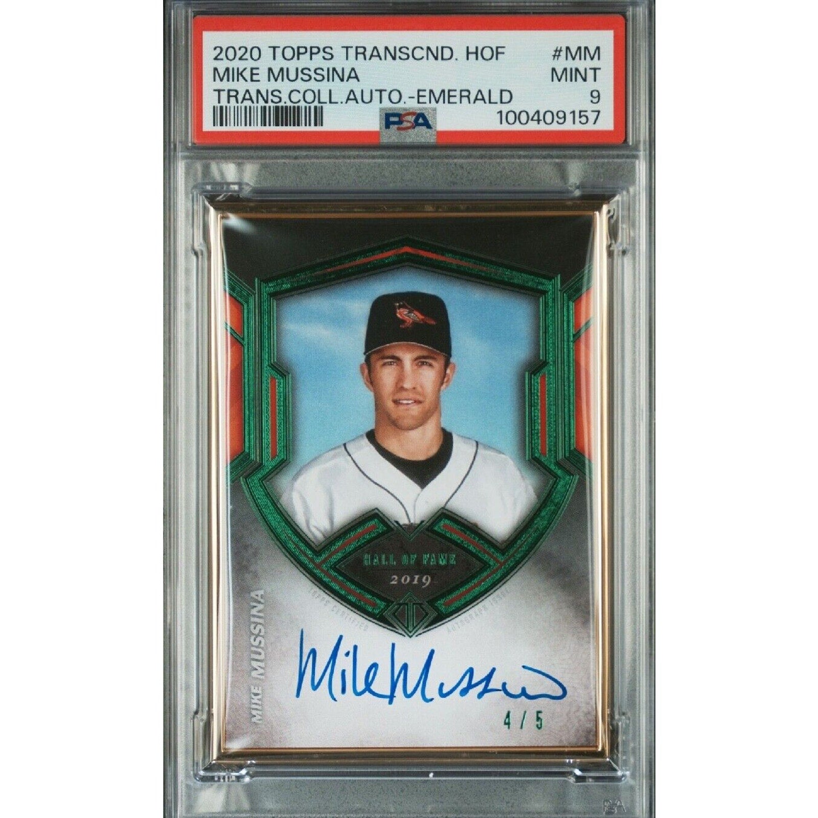 2020 TOPPS TRANSCENDENT HALL OF FAME Mike Mussina Auto Emerald /5 PSA 9 Mint #MM