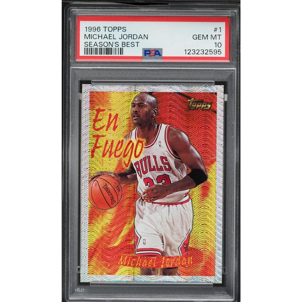 1996 Topps Michael Jordan Season’s Best En Fuego #1 PSA 10 Gem Mint Basketball