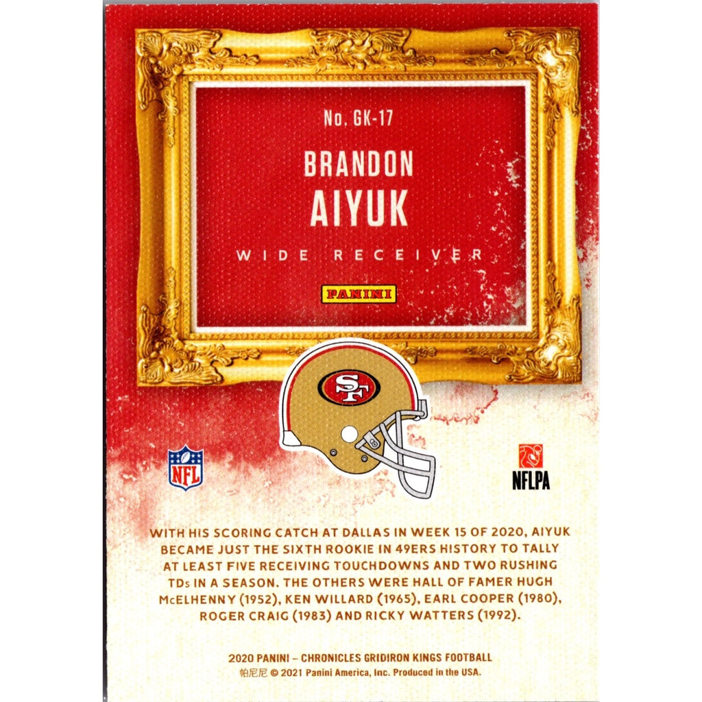 Brandon Aiyuk 2020 Chronicles Gridiron Kings RC #GK-17 Francisco 49ers