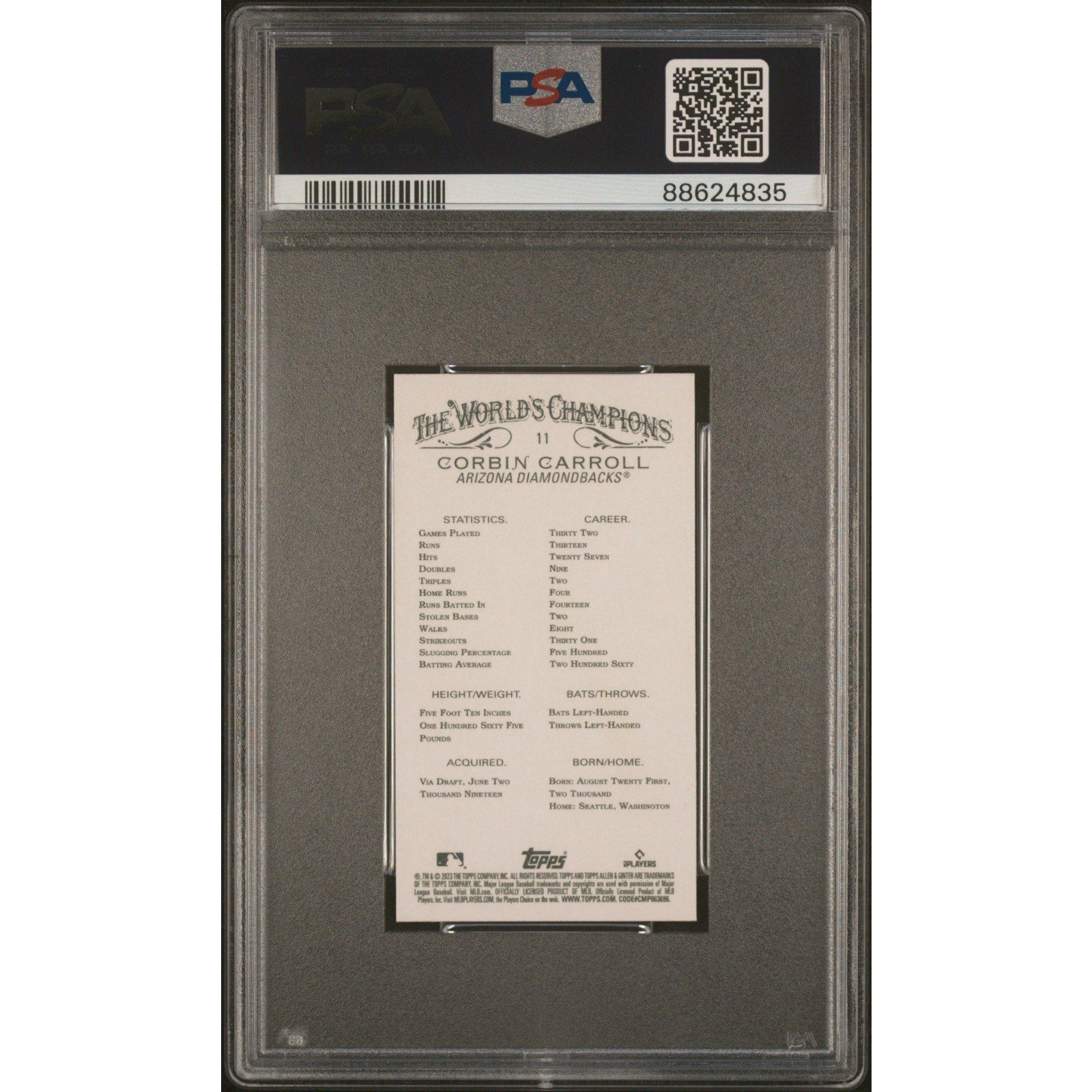 2023 Topps Allen & Ginter Corbin Carroll #11 Mini RC Baseball Card PSA 10 MLB