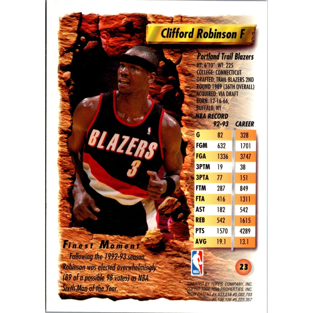 1993-94 Topps Finest Clifford Robinson #23 TrailBlazers NBA