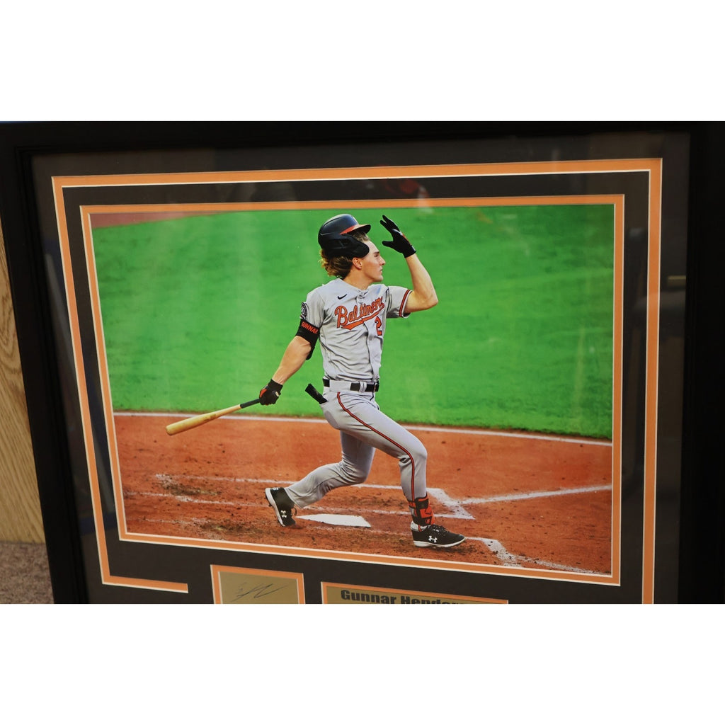 Gunnar Henderson 1st Career Home Run 24x20 Framed Picture Autograph+Name Plaques