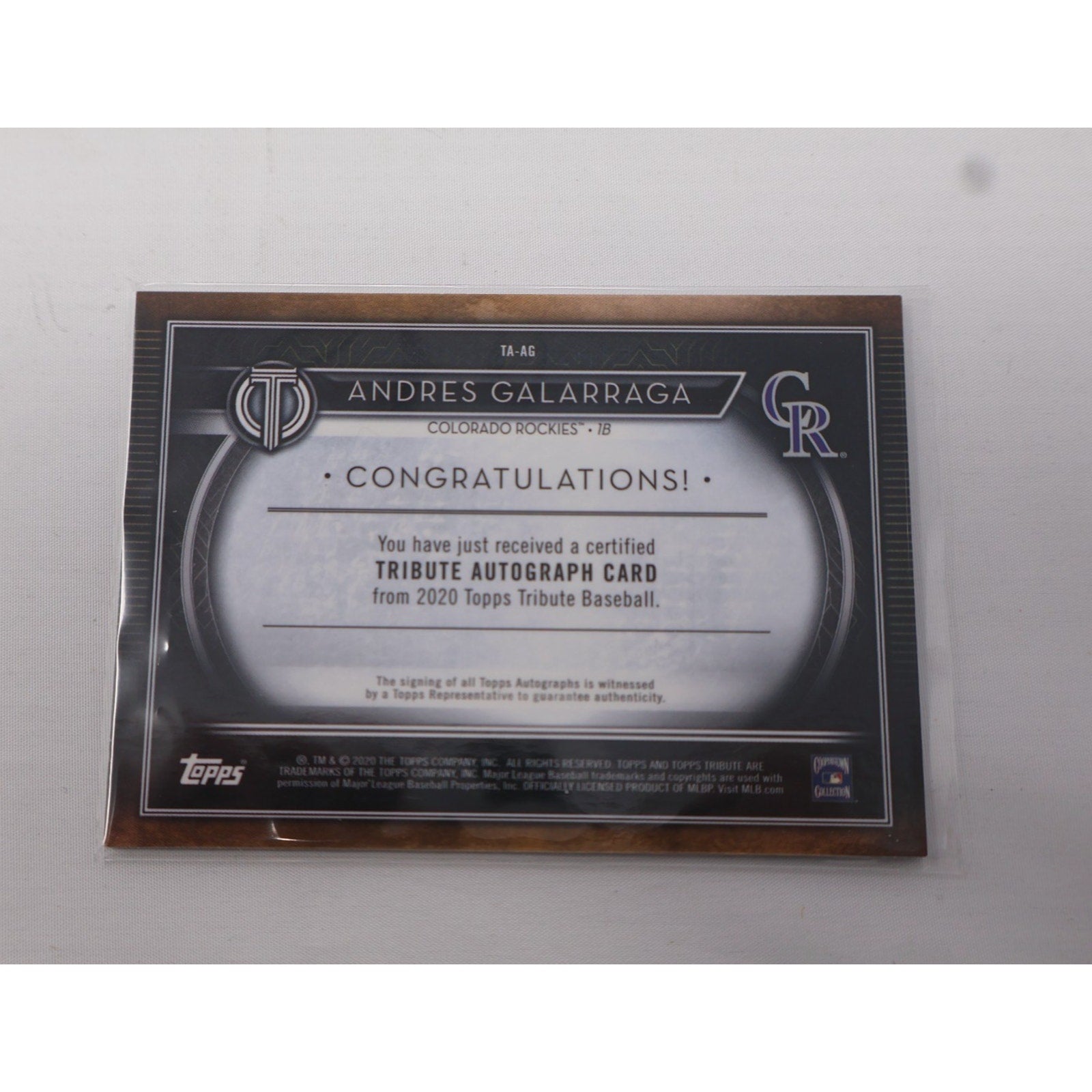 Andres Galarraga 2020 Topps Tribute Auto #TA-AG /199 Colorado Rockies Big Cat