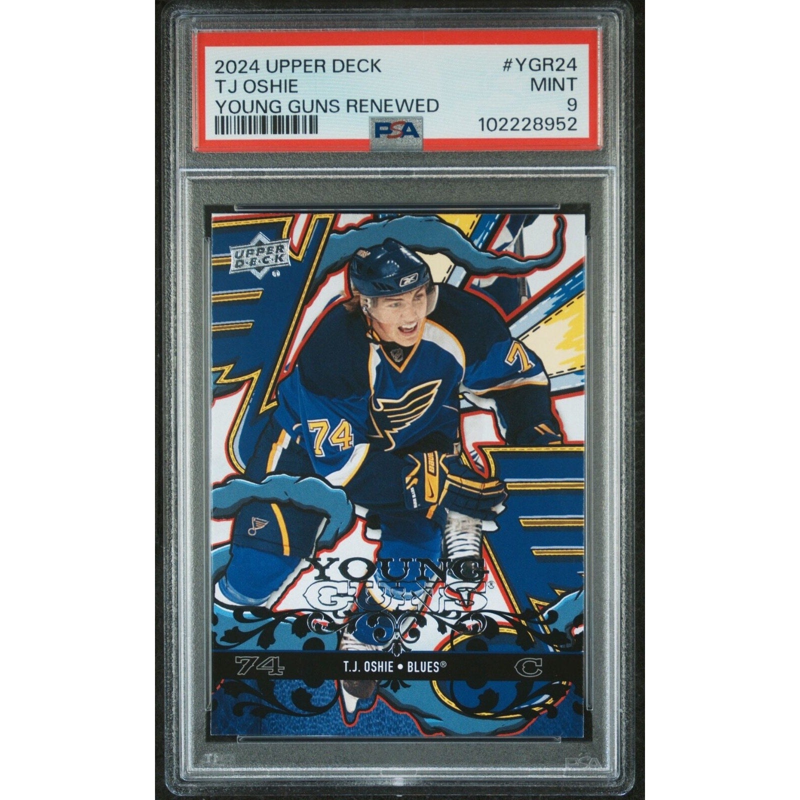 2024 Upper Deck TJ Oshie #YGR-24 Young Guns Renewed Blues Capitals PSA 9 Mint