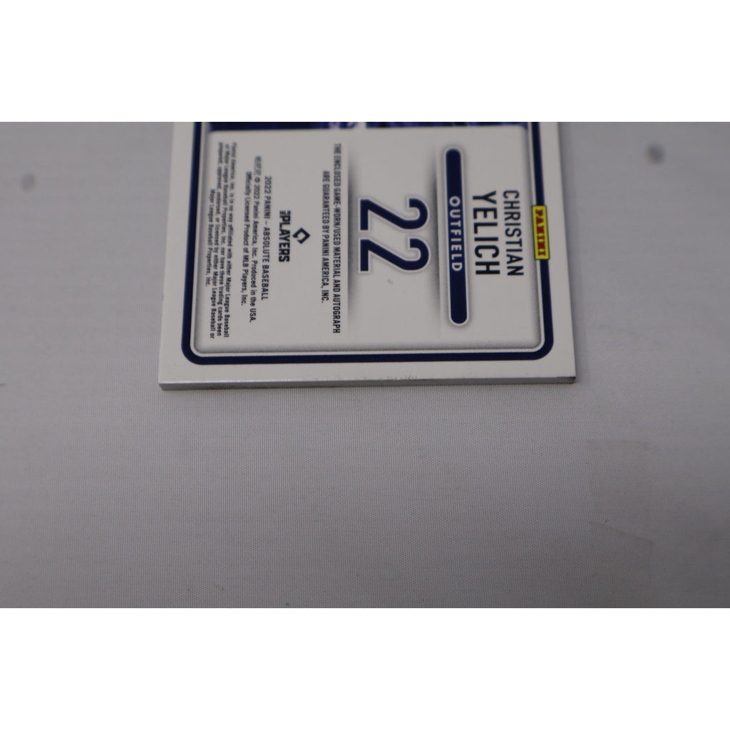 Christian Yelich 2022 Absolute Tools of the Trade 4 Swatch Signatures /49 Auto