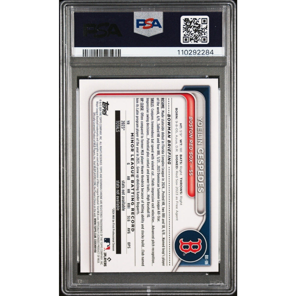 2024 Bowman Draft Yoeilin Cespedes #BDC-106 Sunflower Seeds Refractor /5 PSA 10