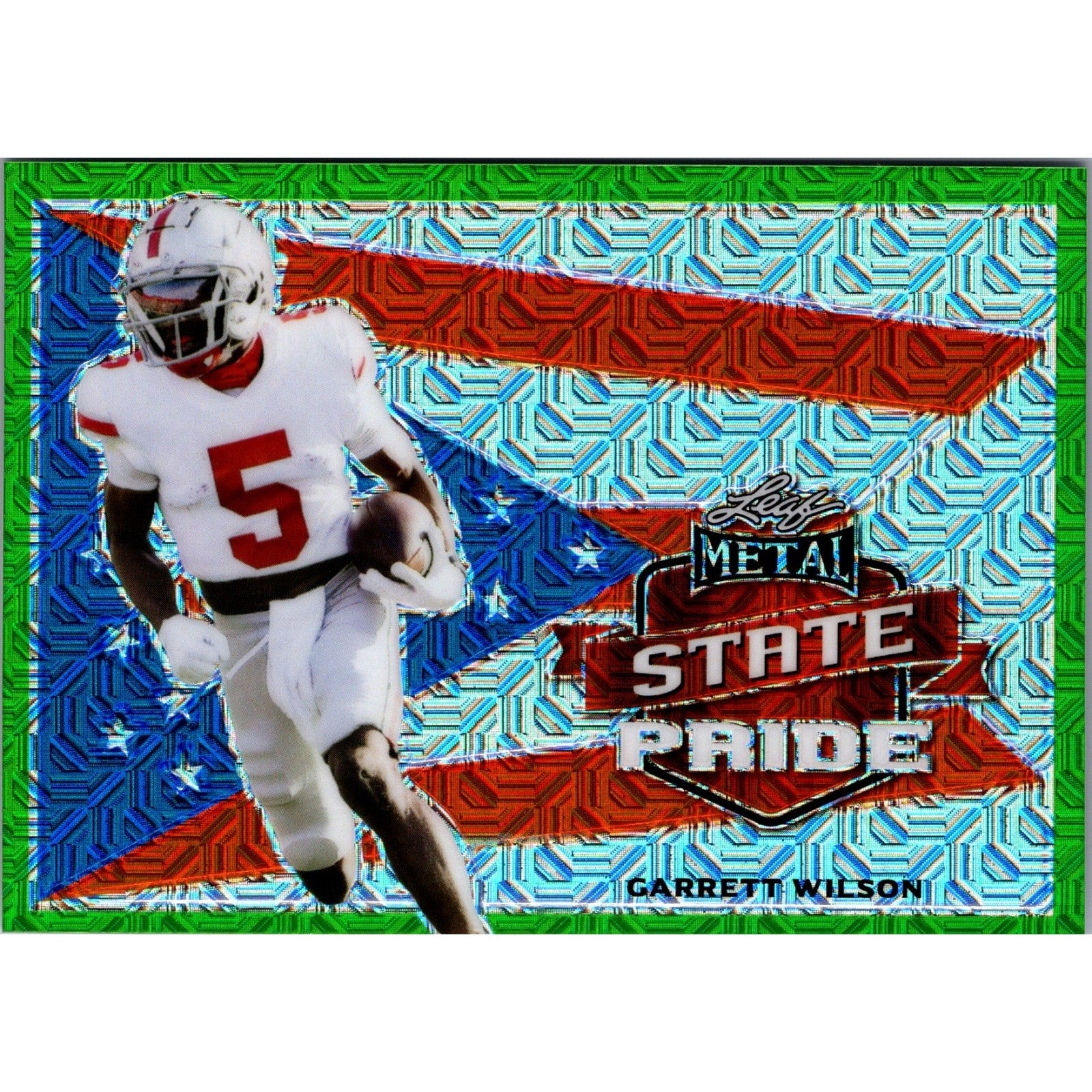 Garrett Wilson - 2022 Leaf Metal State Pride Green Mojo Parallel SP-GW1 Mint