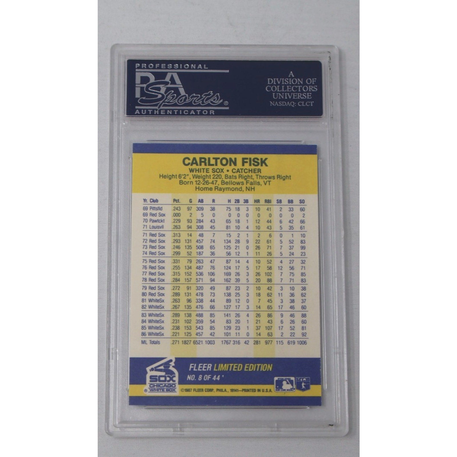 Carlton Fisk 1987 Fleer Record Setters #8 PSA 9 Mint