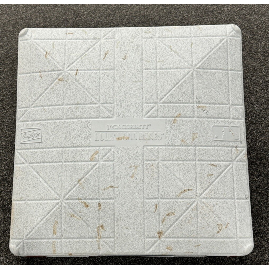 Top surface detail of 2024 Baltimore Orioles Opening Day game used third base