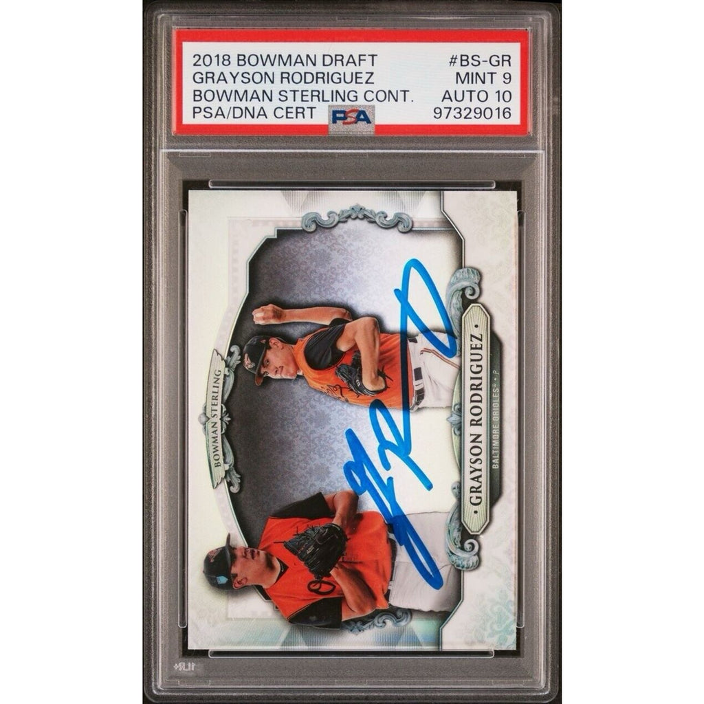 2018 Bowman Sterling Grayson Rodriguez BS-GR Rookie PSA 9 Auto DNA 10 RC Orioles