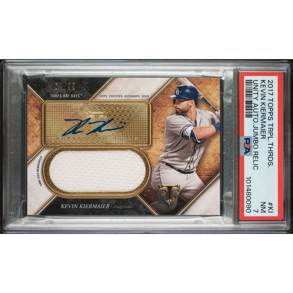 2017 Topps Triple Threads Auto Jumbo Relics #KI Kevin Kiermaier /99 Rays PSA