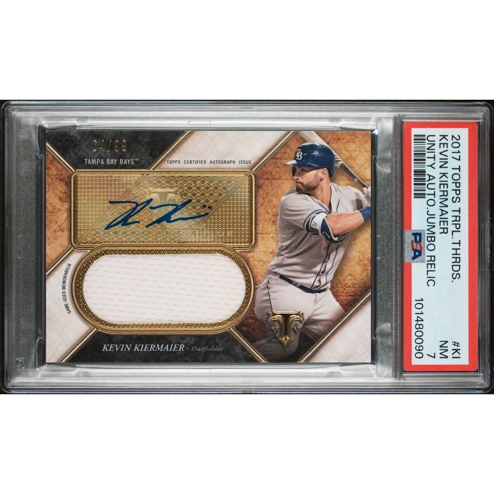 2017 Topps Triple Threads Auto Jumbo Relics #KI Kevin Kiermaier /99 Rays PSA