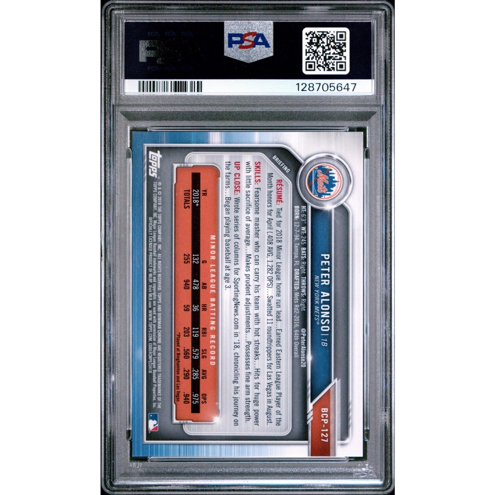 2019 Bowman Mega Box Chrome Pete Alonso Rookie Gold Refractor /50 #127 PSA 9 - Factory Sealed