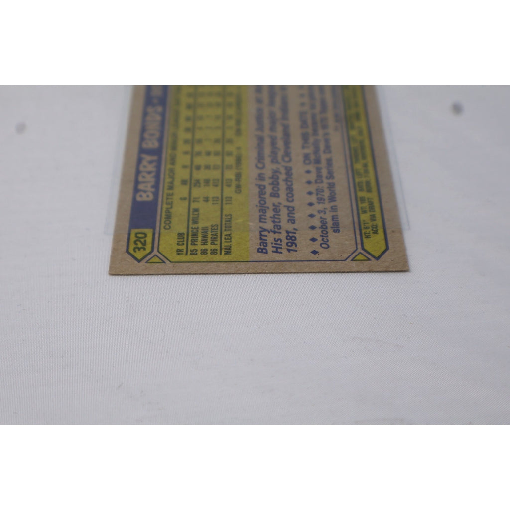 Barry Bonds 1987 Topps #320 Rookie Card (RC) - Pittsburgh Pirates - NMT+