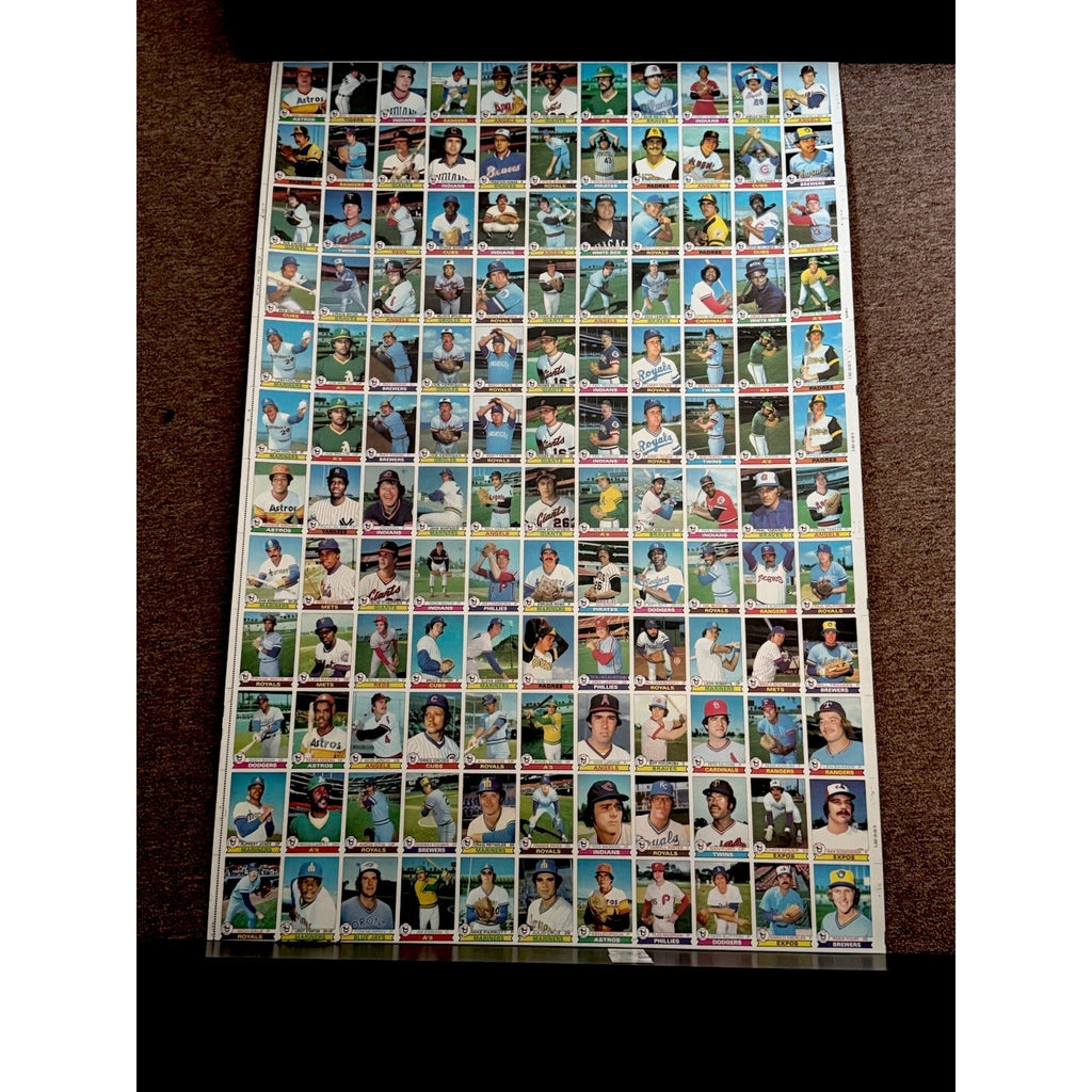 1979 Topps Baseball full uncut sheet featuring 144 vintage MLB cards