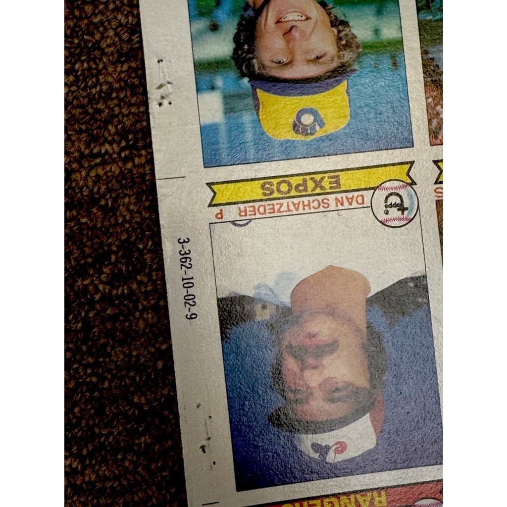 Detailed section of 1979 Topps MLB uncut trading card sheet