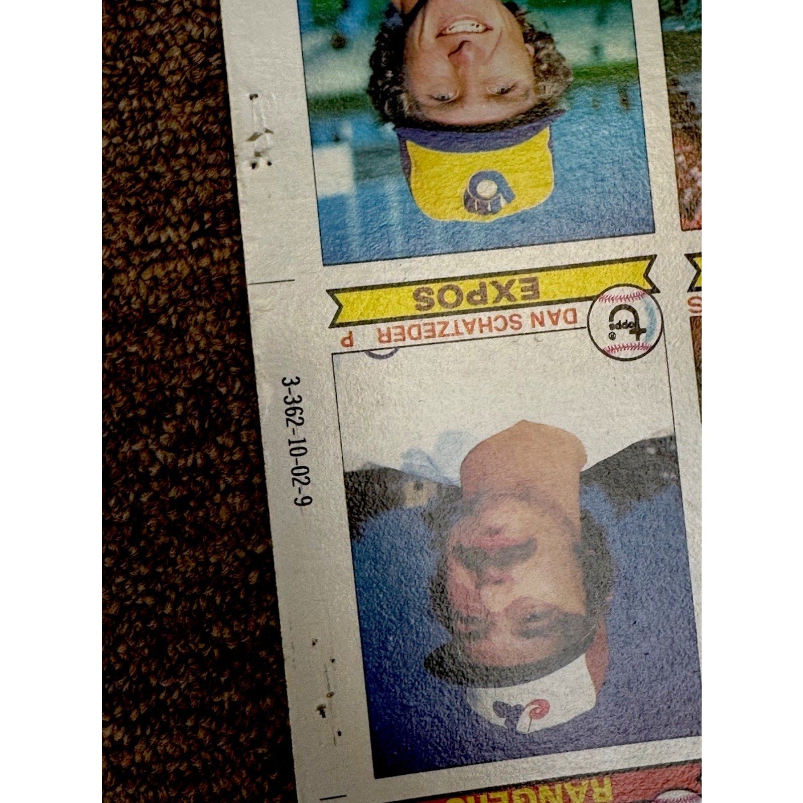 Detailed section of 1979 Topps MLB uncut trading card sheet