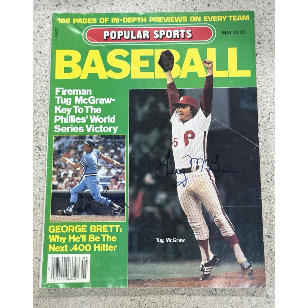 1980 Popular Sports Baseball magazine featuring Tug McGraw on the cover with multiple MLB player autographs collectible memorabilia