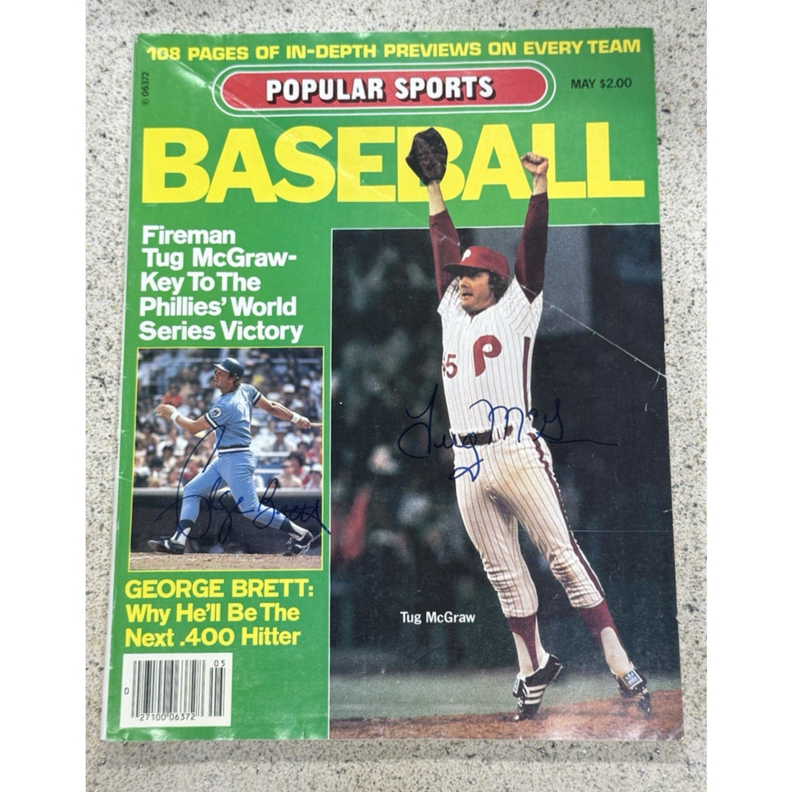 1980 Popular Sports Baseball magazine featuring Tug McGraw on the cover with multiple MLB player autographs collectible memorabilia