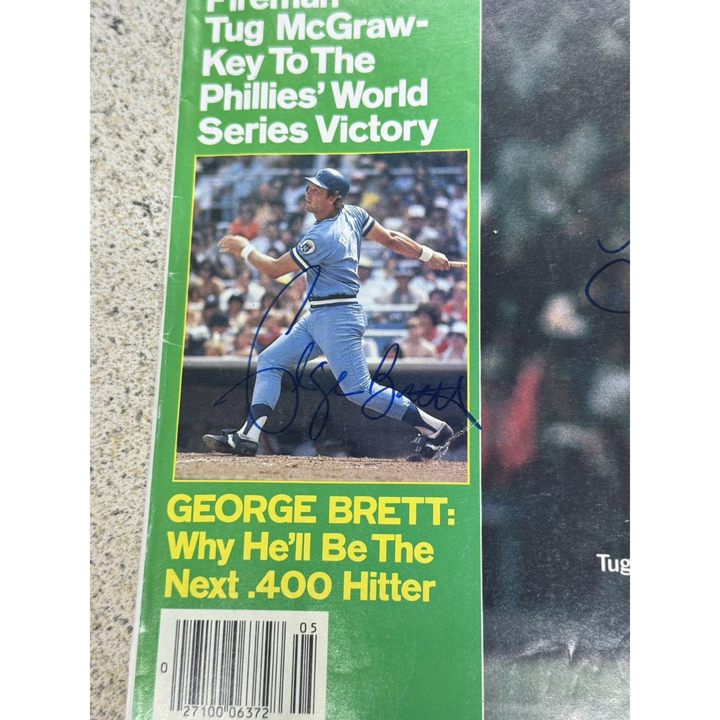 Inside feature page from 1980 baseball magazine highlighting George Brett and Philadelphia Phillies content