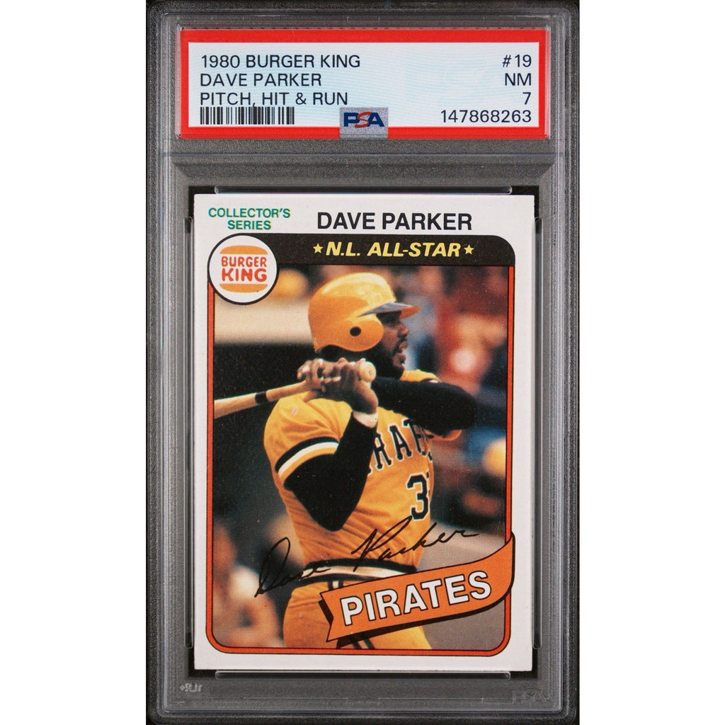 1980 Topps Burger King Pitch Hit & Run Dave Parker #19 PSA 7 Near Mint Pittsburgh Pirates baseball card front