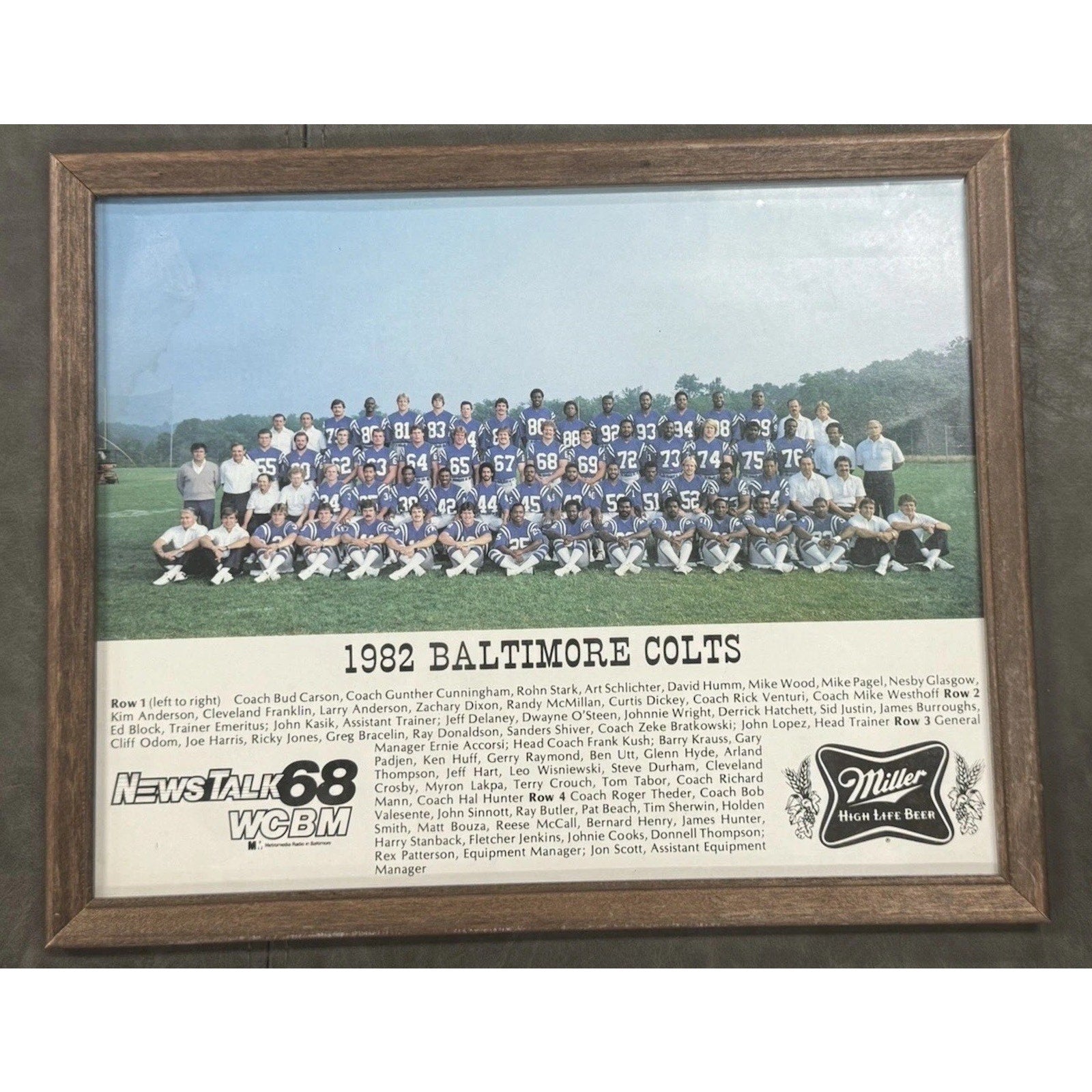 Framed 1982 Baltimore Colts NFL team photo collectible display