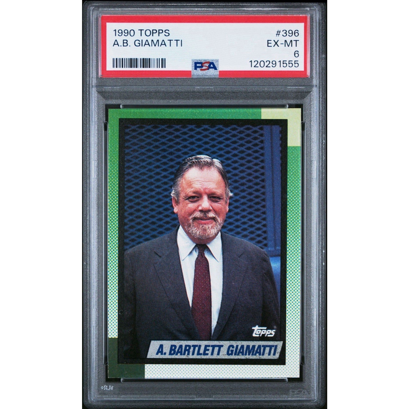 1990 Topps A Bartlett Giamatti #396 PSA graded baseball card featuring former MLB Commissioner collectible