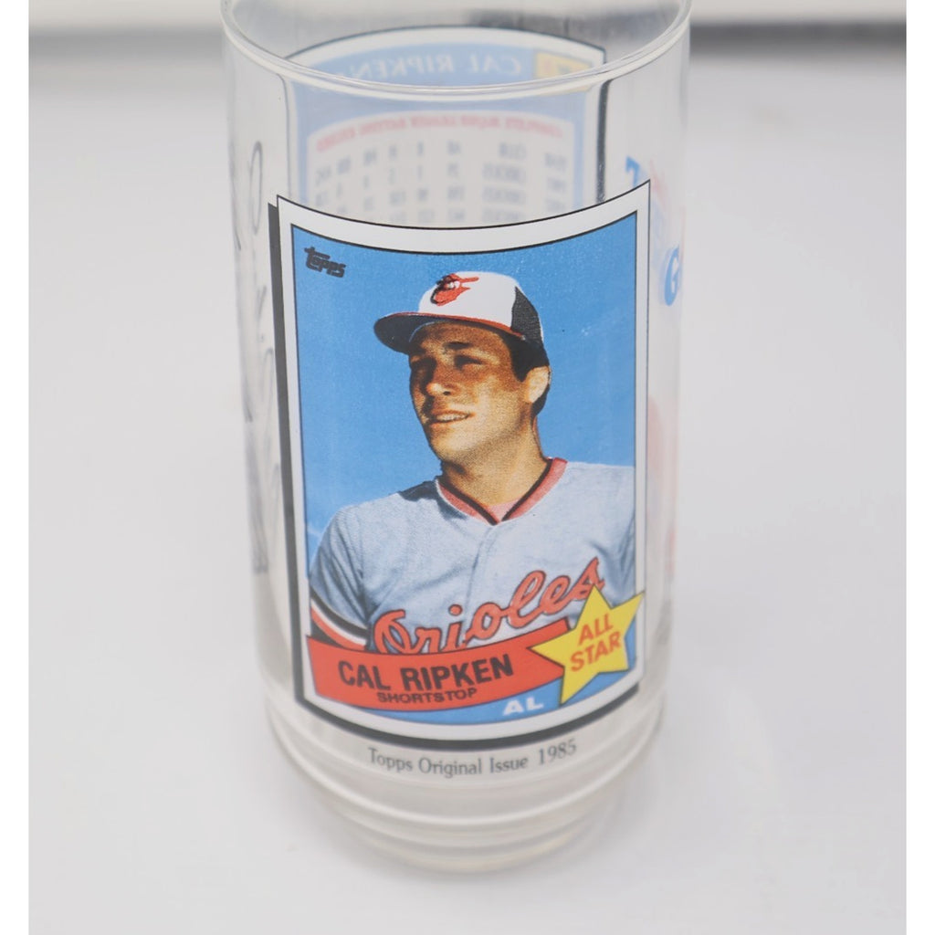 1993 McDonald’s All Time Greatest Team glass tumbler featuring Cal Ripken Jr baseball card artwork
