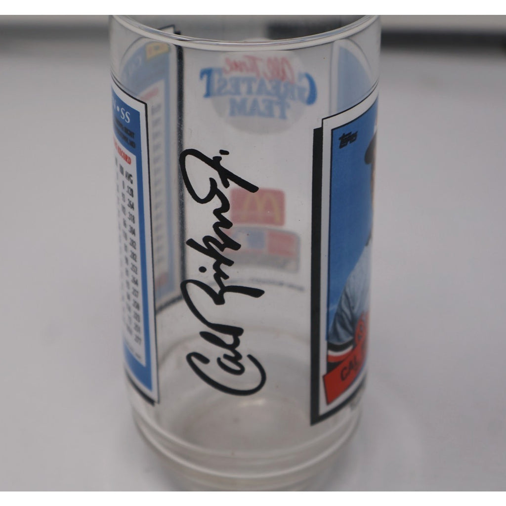 Side view featuring Cal Ripken Jr signature-style graphic on collectible glass