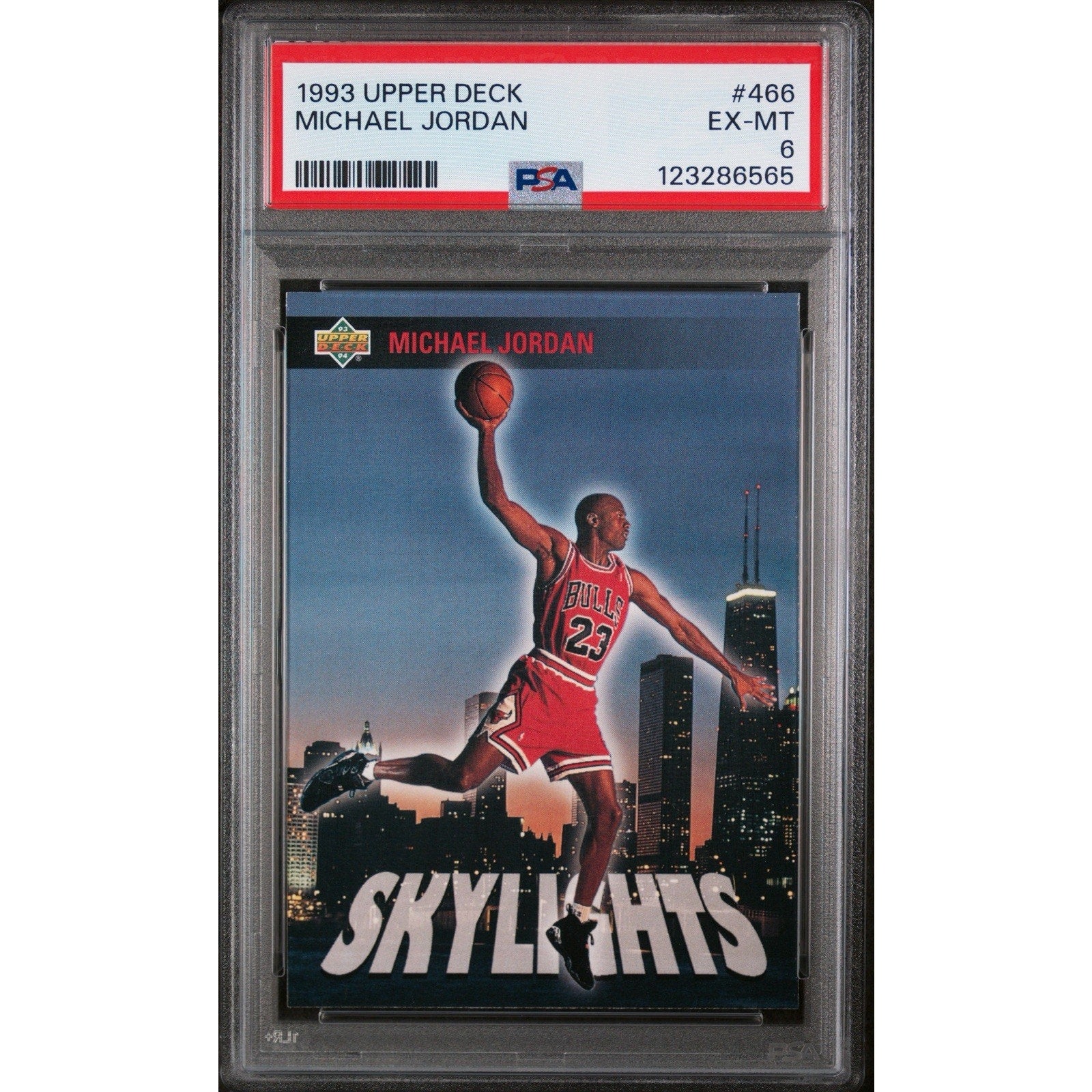 1993 Upper Deck Michael Jordan Skylights #466 PSA 6 graded basketball trading card featuring Chicago Bulls legend
