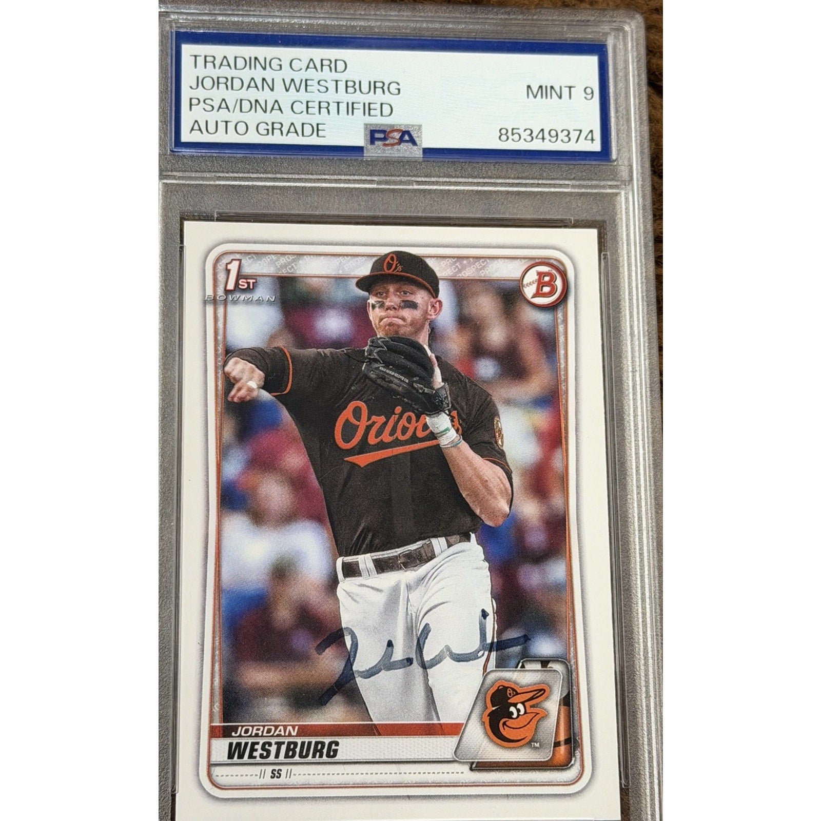 Jordan Westburg 2020 Bowman Draft Rookie Autograph PSA 9 #BD-111 Orioles Prospect