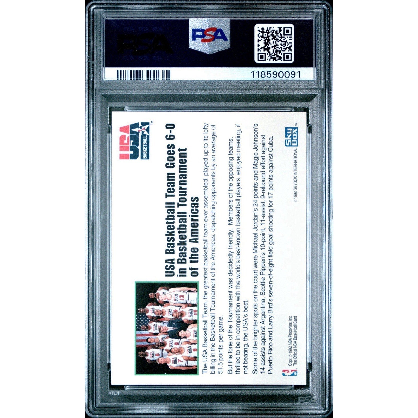 MICHAEL JORDAN CHICAGO BULLS 1992 HOOPS USA BASKETBALL TEAM CARD PSA 8