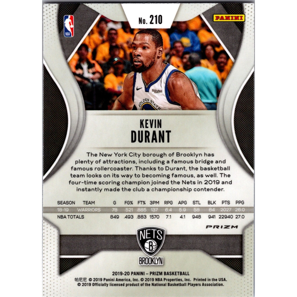 Kevin Durant 2019-20 Panini Prizm Prizms Red White and Blue #210 GS Warriors KD
